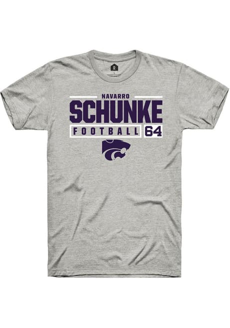 Navarro Schunke Ash K-State Wildcats NIL Stacked Box Short Sleeve T Shirt