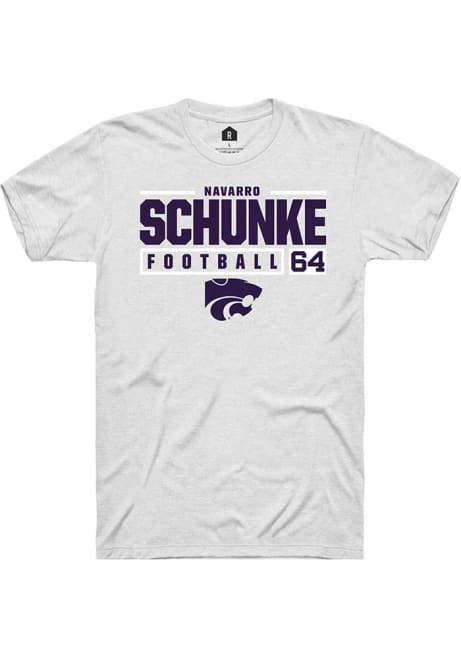 Navarro Schunke White K-State Wildcats NIL Stacked Box Short Sleeve T Shirt