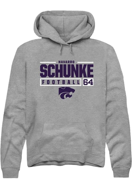 Navarro Schunke Rally Mens Graphite K-State Wildcats NIL Stacked Box Hooded Sweatshirt