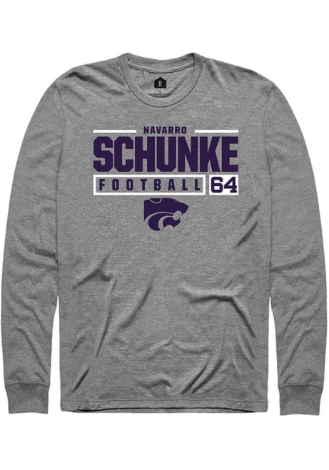 Navarro Schunke Rally Mens Graphite K-State Wildcats NIL Stacked Box Tee