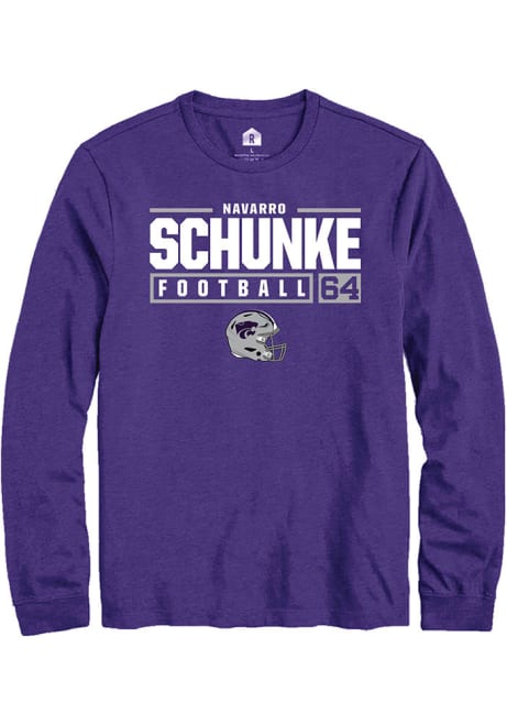 Navarro Schunke Rally Mens Purple K-State Wildcats NIL Stacked Box Tee