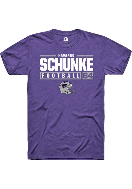 Navarro Schunke Purple K-State Wildcats NIL Stacked Box Short Sleeve T Shirt