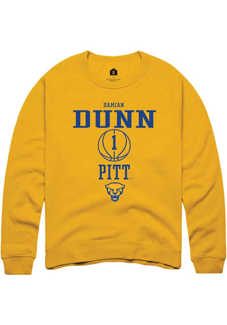 Damian Dunn Rally Mens Gold Pitt Panthers NIL Sport Icon Crew Sweatshirt