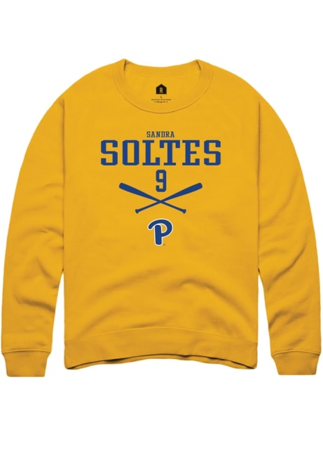 Sandra Soltes Rally Mens Gold Pitt Panthers NIL Sport Icon Crew Sweatshirt