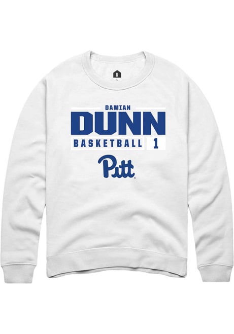 Damian Dunn Rally Mens White Pitt Panthers NIL Stacked Box Crew Sweatshirt