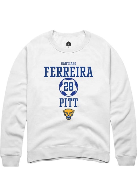 Santiago Ferreira Rally Mens White Pitt Panthers NIL Sport Icon Crew Sweatshirt