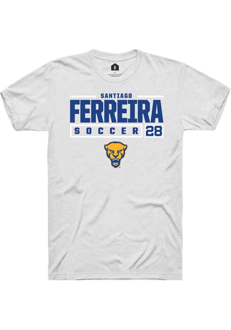 Santiago Ferreira White Pitt Panthers NIL Stacked Box Short Sleeve T Shirt