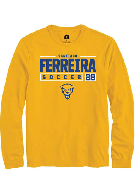 Santiago Ferreira Rally Mens Gold Pitt Panthers NIL Stacked Box Tee