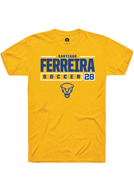 Santiago Ferreira Gold Pitt Panthers NIL Stacked Box Short Sleeve T Shirt