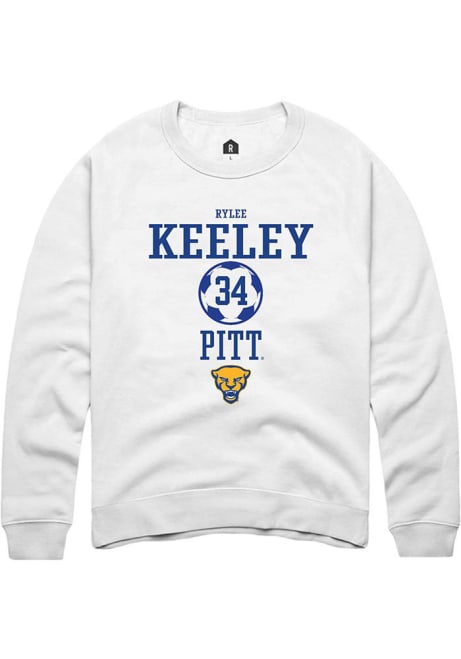 Rylee Keeley Rally Mens White Pitt Panthers NIL Sport Icon Crew Sweatshirt