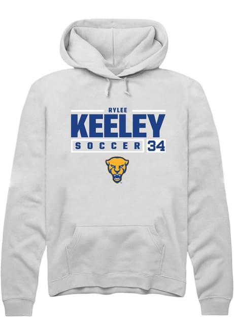 Rylee Keeley Rally Mens White Pitt Panthers NIL Stacked Box Hooded Sweatshirt