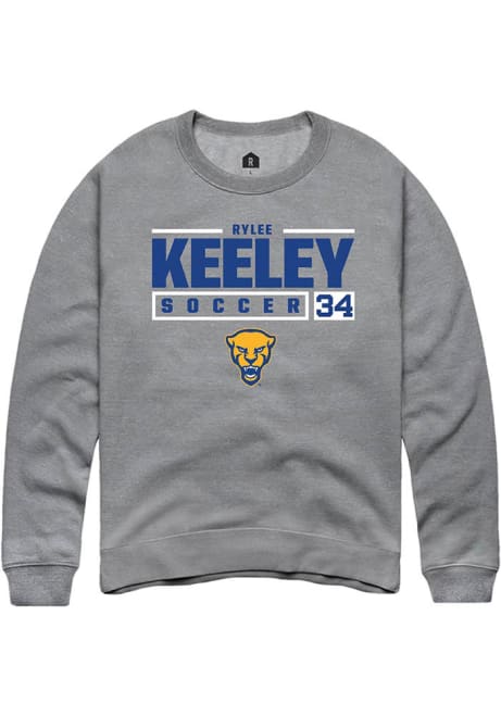 Rylee Keeley Rally Mens Graphite Pitt Panthers NIL Stacked Box Crew Sweatshirt