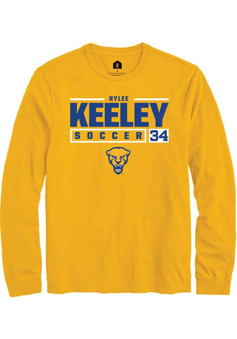 Rylee Keeley Rally Mens Gold Pitt Panthers NIL Stacked Box Tee