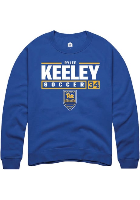 Rylee Keeley Rally Mens Blue Pitt Panthers NIL Stacked Box Crew Sweatshirt