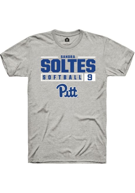 Sandra Soltes Ash Pitt Panthers NIL Stacked Box Short Sleeve T Shirt