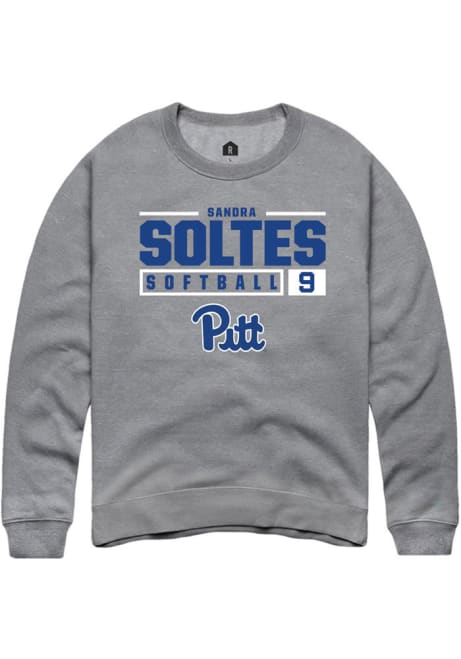 Sandra Soltes Rally Mens Graphite Pitt Panthers NIL Stacked Box Crew Sweatshirt