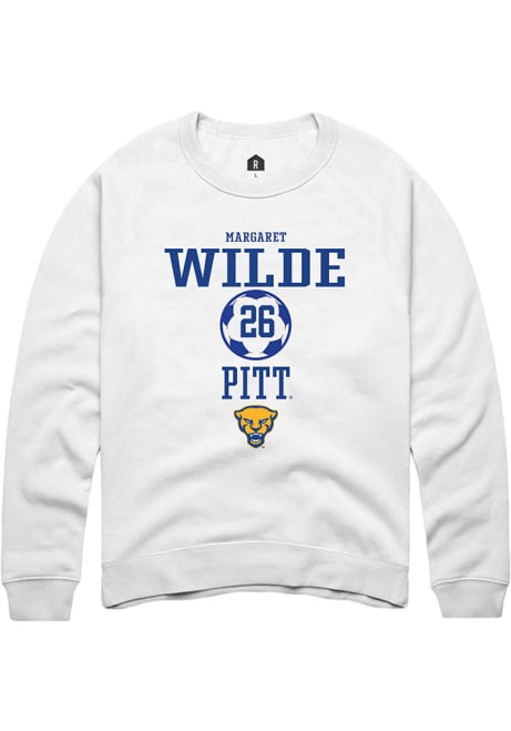 Margaret Wilde Rally Mens White Pitt Panthers NIL Sport Icon Crew Sweatshirt