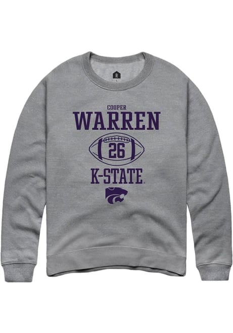 Cooper Warren Rally Mens Graphite K-State Wildcats NIL Sport Icon Crew Sweatshirt