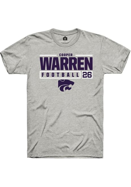 Cooper Warren Ash K-State Wildcats NIL Stacked Box Short Sleeve T Shirt