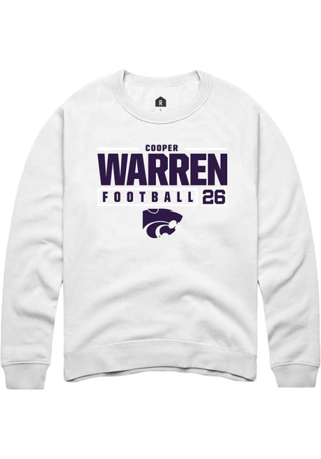 Cooper Warren Rally Mens White K-State Wildcats NIL Stacked Box Crew Sweatshirt