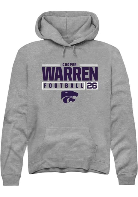 Cooper Warren Rally Mens Graphite K-State Wildcats NIL Stacked Box Hooded Sweatshirt