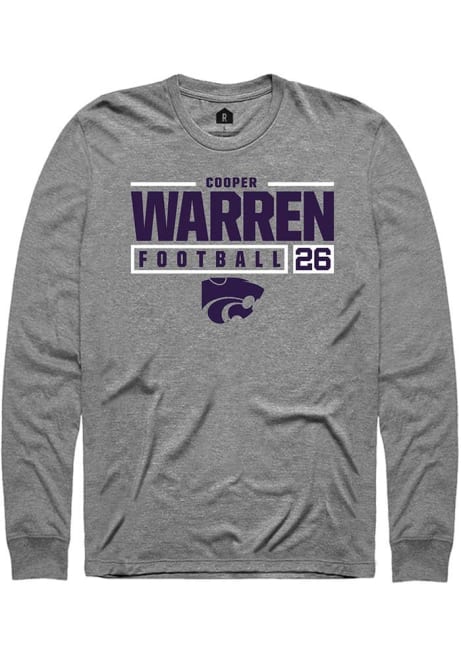 Cooper Warren Rally Mens Graphite K-State Wildcats NIL Stacked Box Tee