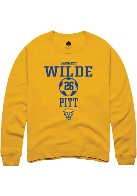 Margaret Wilde Rally Mens Gold Pitt Panthers NIL Sport Icon Crew Sweatshirt