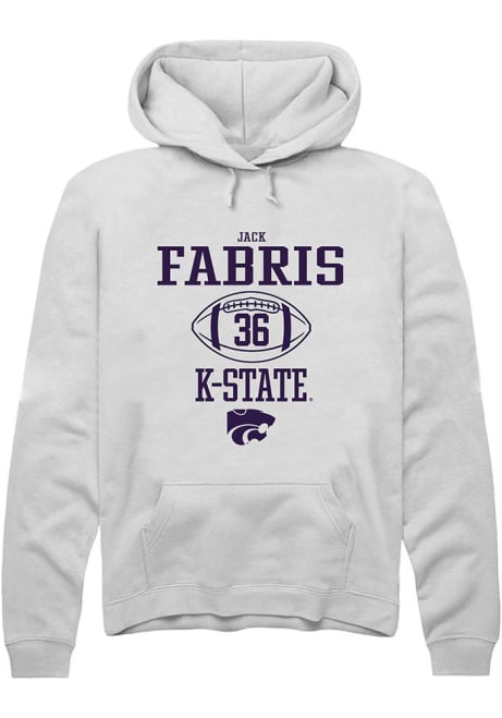 Jack Fabris Rally Mens White K-State Wildcats NIL Sport Icon Hooded Sweatshirt