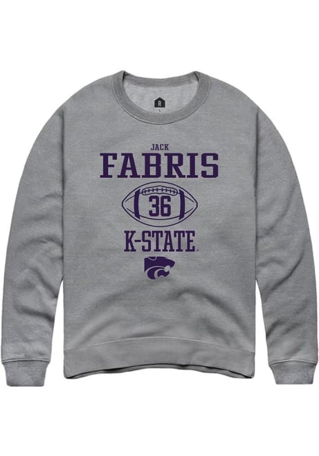 Jack Fabris Rally Mens Graphite K-State Wildcats NIL Sport Icon Crew Sweatshirt