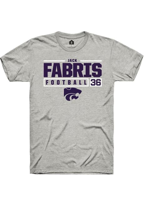 Jack Fabris Ash K-State Wildcats NIL Stacked Box Short Sleeve T Shirt