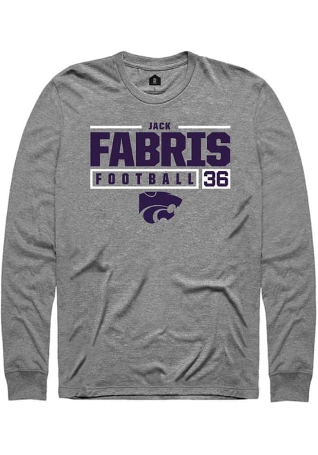 Jack Fabris Rally Mens Graphite K-State Wildcats NIL Stacked Box Tee