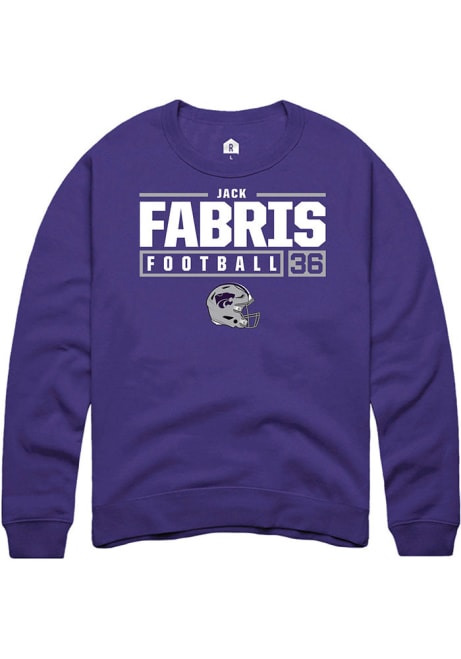 Jack Fabris Rally Mens Purple K-State Wildcats NIL Stacked Box Crew Sweatshirt