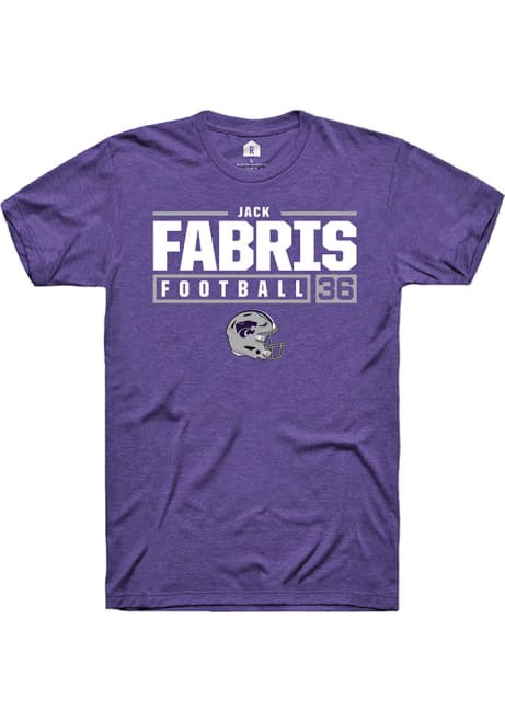 Jack Fabris Purple K-State Wildcats NIL Stacked Box Short Sleeve T Shirt