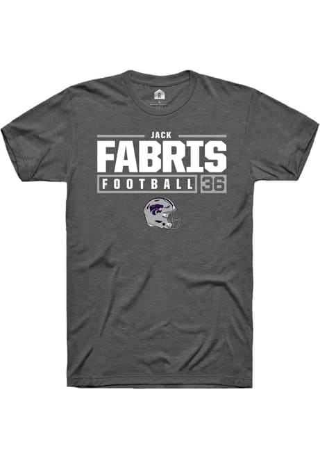 Jack Fabris Dark Grey K-State Wildcats NIL Stacked Box Short Sleeve T Shirt