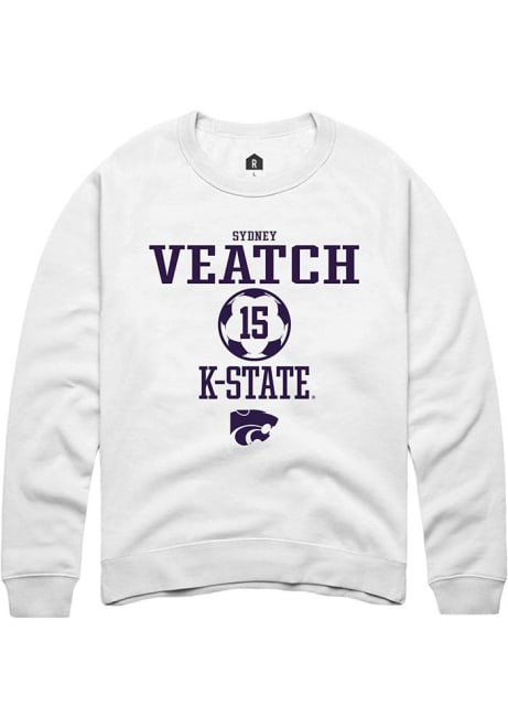 Sydney Veatch Rally Mens White K-State Wildcats NIL Sport Icon Crew Sweatshirt