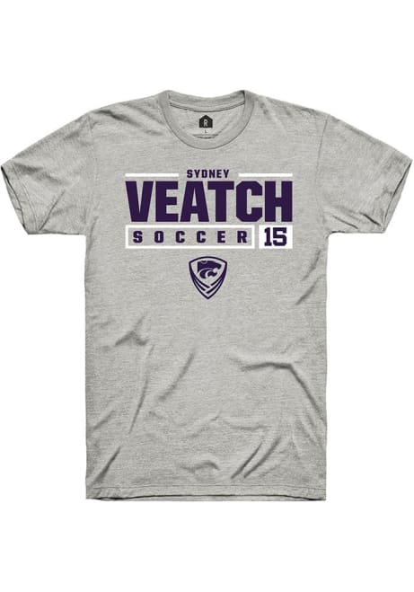 Sydney Veatch Ash K-State Wildcats NIL Stacked Box Short Sleeve T Shirt