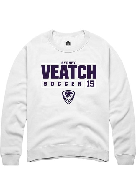 Sydney Veatch Rally Mens White K-State Wildcats NIL Stacked Box Crew Sweatshirt