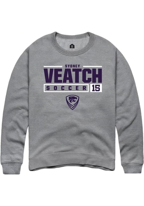 Sydney Veatch Rally Mens Graphite K-State Wildcats NIL Stacked Box Crew Sweatshirt