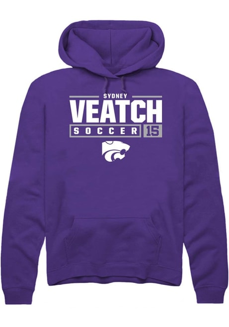 Sydney Veatch Rally Mens Purple K-State Wildcats NIL Stacked Box Hooded Sweatshirt