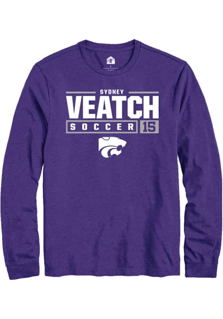 Sydney Veatch Rally Mens Purple K-State Wildcats NIL Stacked Box Tee