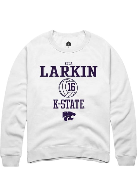 Ella  Larkin Rally Mens White K-State Wildcats NIL Sport Icon Crew Sweatshirt