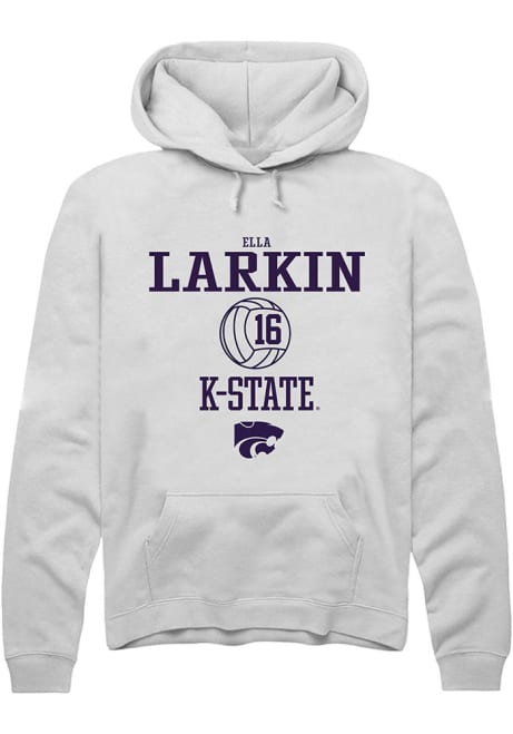 Ella  Larkin Rally Mens White K-State Wildcats NIL Sport Icon Hooded Sweatshirt