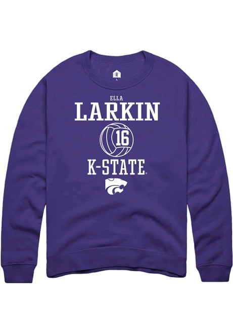 Ella  Larkin Rally Mens Purple K-State Wildcats NIL Sport Icon Crew Sweatshirt