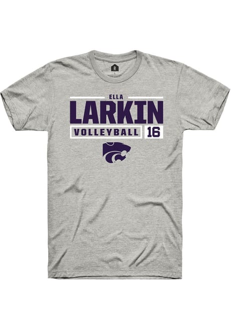 Ella  Larkin Ash K-State Wildcats NIL Stacked Box Short Sleeve T Shirt