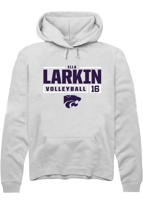 Ella  Larkin Rally Mens White K-State Wildcats NIL Stacked Box Hooded Sweatshirt