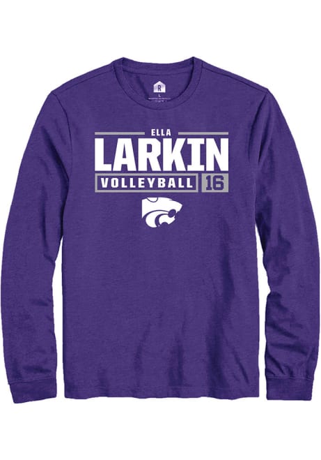 Ella  Larkin Rally Mens Purple K-State Wildcats NIL Stacked Box Tee