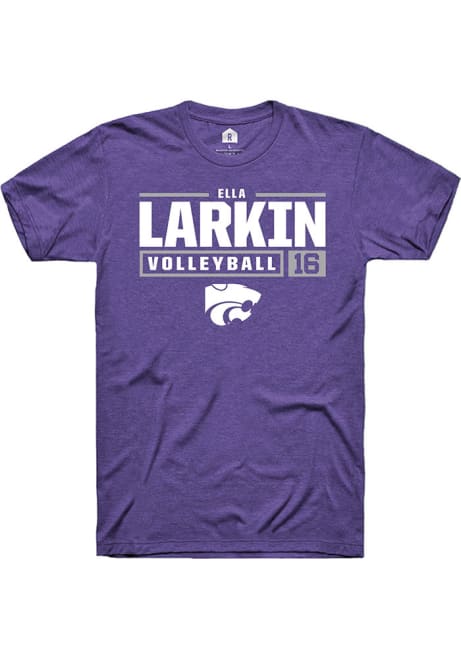 Ella  Larkin Purple K-State Wildcats NIL Stacked Box Short Sleeve T Shirt