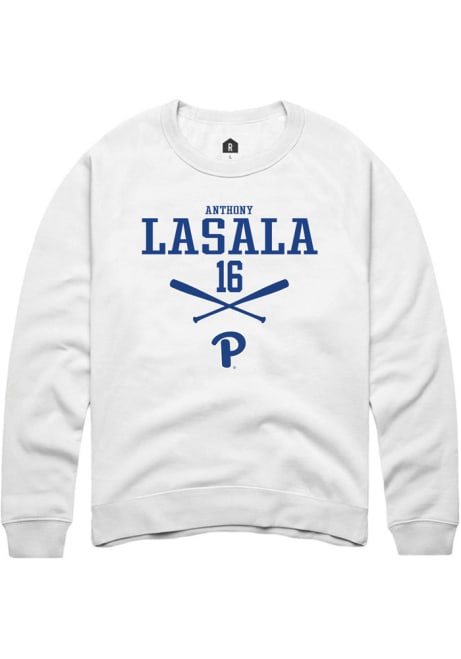 Anthony LaSala Rally Mens White Pitt Panthers NIL Sport Icon Crew Sweatshirt