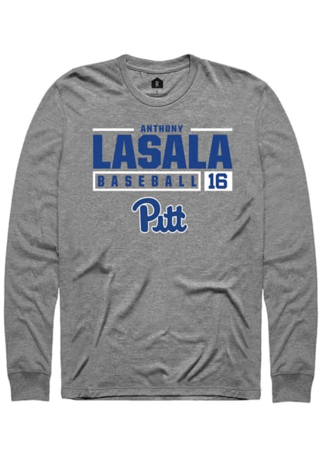 Anthony LaSala Rally Mens Graphite Pitt Panthers NIL Stacked Box Tee