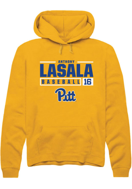 Anthony LaSala Rally Mens Gold Pitt Panthers NIL Stacked Box Hooded Sweatshirt